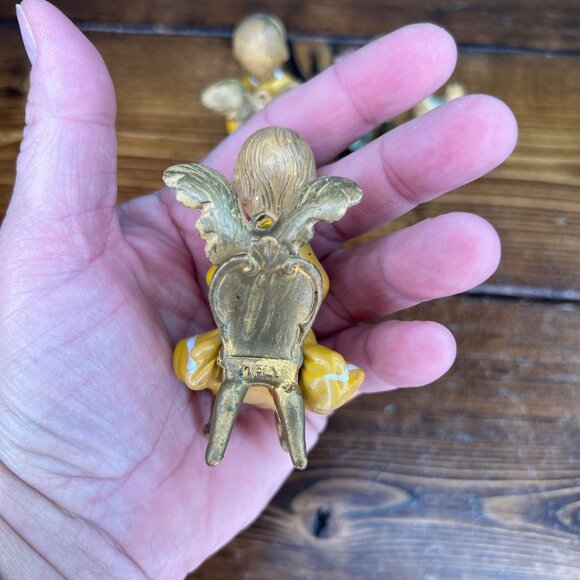 Vintage Angel Musician Figurines Sitting on Chairs Set Of 3 Made in Italy - Picture 6 of 13